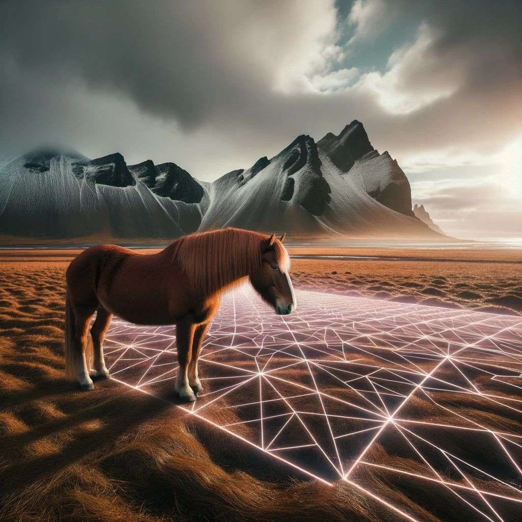 a horse, a hologram projection